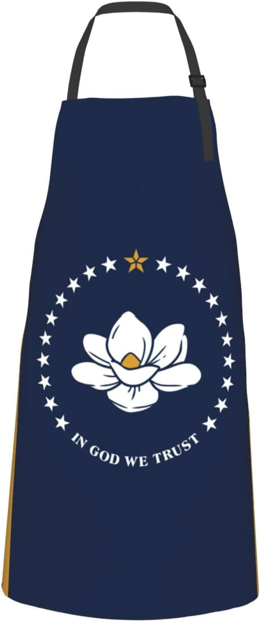 Mississippi State Flag print Waterproof apron with pocket adjustable cooking apron for adult kitchen bibs to bake