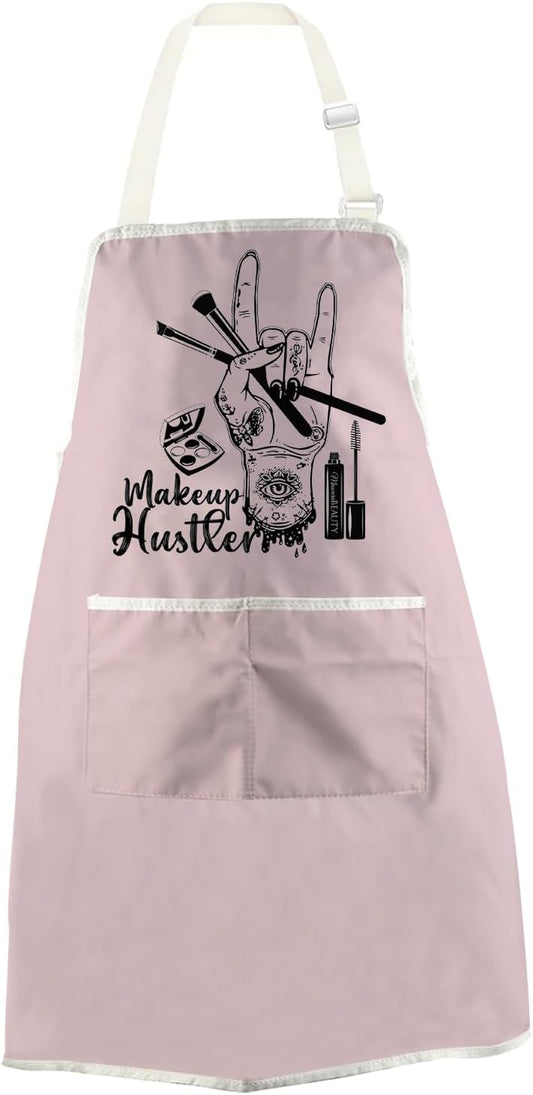 WCGXKO Makeup Hustle Kitchen Apron Esthetician Gift Funny Beautician Gift Beauty Salon Merch