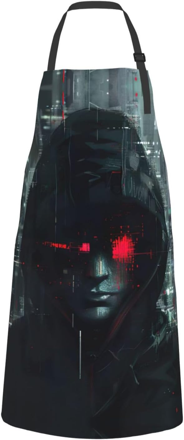 hacker era Print Laundry apron 28x33 In Waterproof Kitchen Apron with Pockets for Cooking Baking