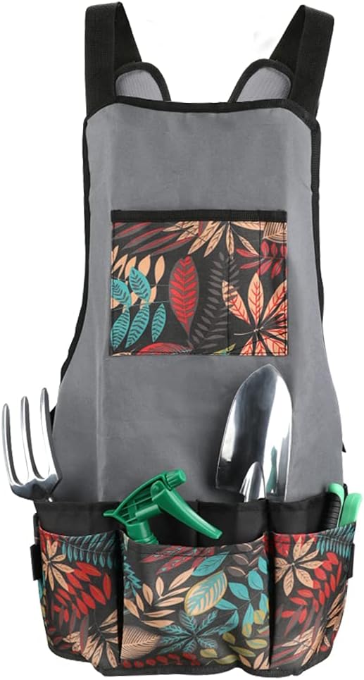 Laelr Garden Apron Oxford Cloth Work Apron With Pockets Adjustable Hea