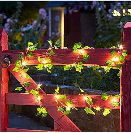 Contatto 41 Feet Solar String Lights with Waterproof LED Outdoor Decor, Artificial Ivy Vines, Patio, Balcony, Garden, Party