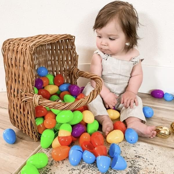 JOYIN 50PCS Plastic Easter Eggs, Empty 2.3" 44PCS Colorful with 6PCS Golden Eggs Bulk Fillable for Easter Hunt Party Favor Basket Stuffers Filler Classroom Prize Supplies Decor