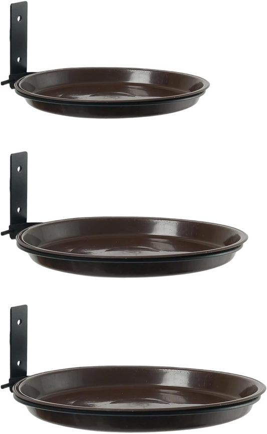 3pcs Fence Bird Feeder Bath Tray for Outside, Wild Bird Bath Bowl with Metal Holder for Wood Post Bird Supplies Adjustable Height Bird Feeder Outdoor Garden Ornaments for Bird Lovers