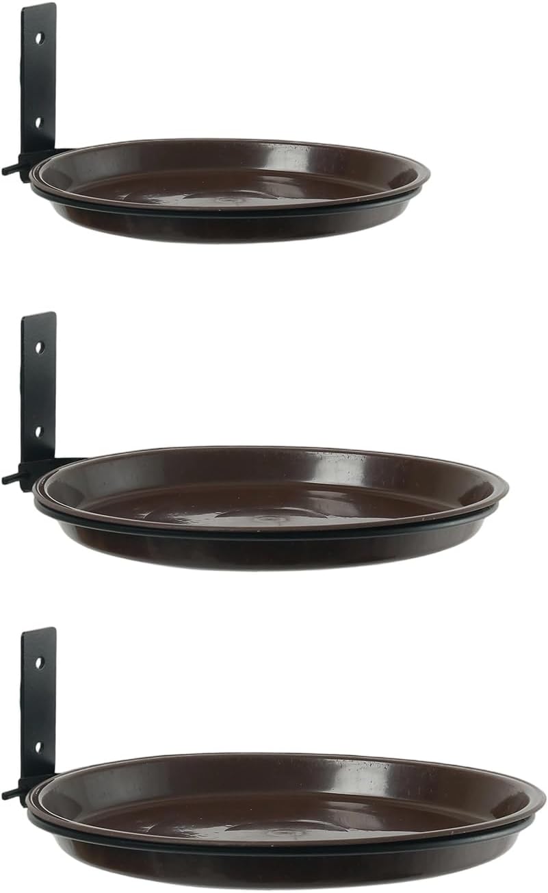 3pcs Fence Bird Feeder Bath Tray for Outside, Wild Bird Bath Bowl with Metal Holder for Wood Post Bird Supplies Adjustable Height Bird Feeder Outdoor Garden Ornaments for Bird Lovers