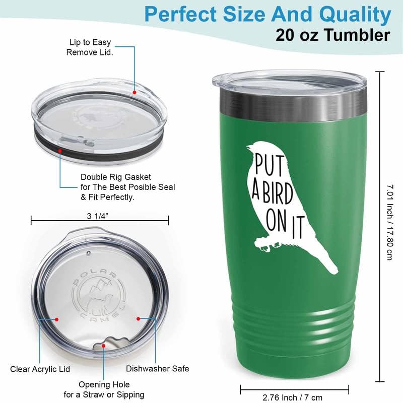 Bird Lover Green Edition Viking Tumbler 20oz - Put a Bird on it - Hummingbird Nest Cage Parrot Dad Gardening Outdoor Birdwatcher Feeder