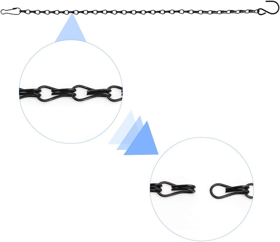 8 Pack 20 Inch Hanging Chains with 4 Pcs S-Shaped Hooks for Bird Feeders, Planters Pots Basket, Lanterns, Billboards, Chalkboards and Decorative Ornaments(Black, 20 Inch)