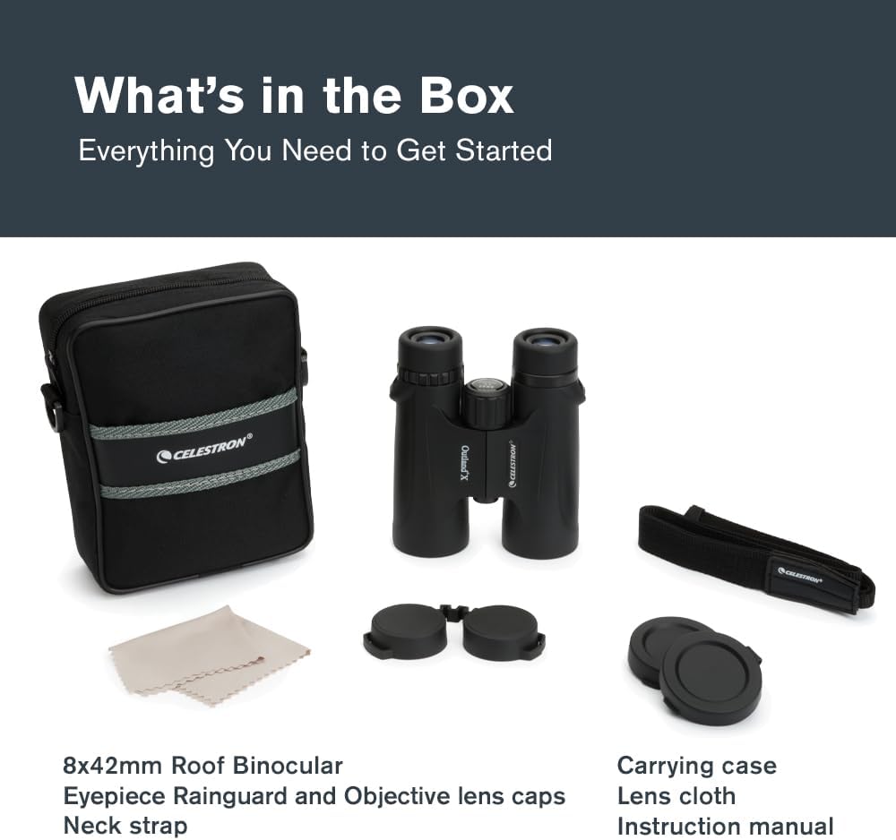 Celestron - Outland X 8x42 Binoculars – Ideal for Birding and Outdoors – 42mm Objective Lenses – Wide 7° Field of View – BaK-4 Prisms – Multi-Coated – Waterproof and Fogproof