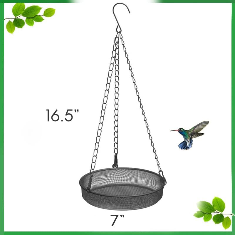 2 Pack Hanging Bird Feeder, Bird Feeder for Garden Yard Outside Hanging Feeder Tray - Metal Mesh Platform Feeders for Outside Outdoors for Attracting Birds