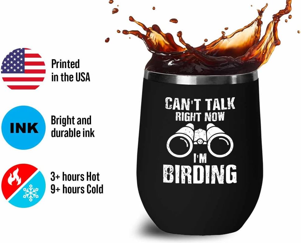 Bird Lover Black Edition Wine Tumbler 12oz - Can't Talk Right Now - Hu