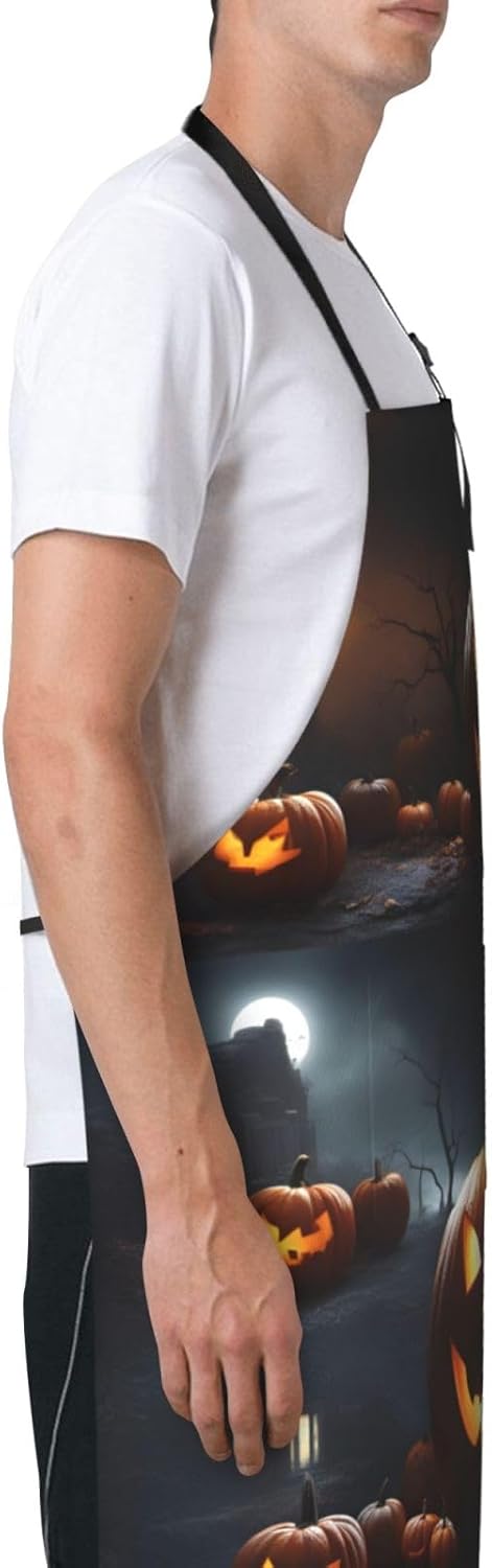 Halloween Pumpkin print Waterproof chef's apron with pocket apron for 