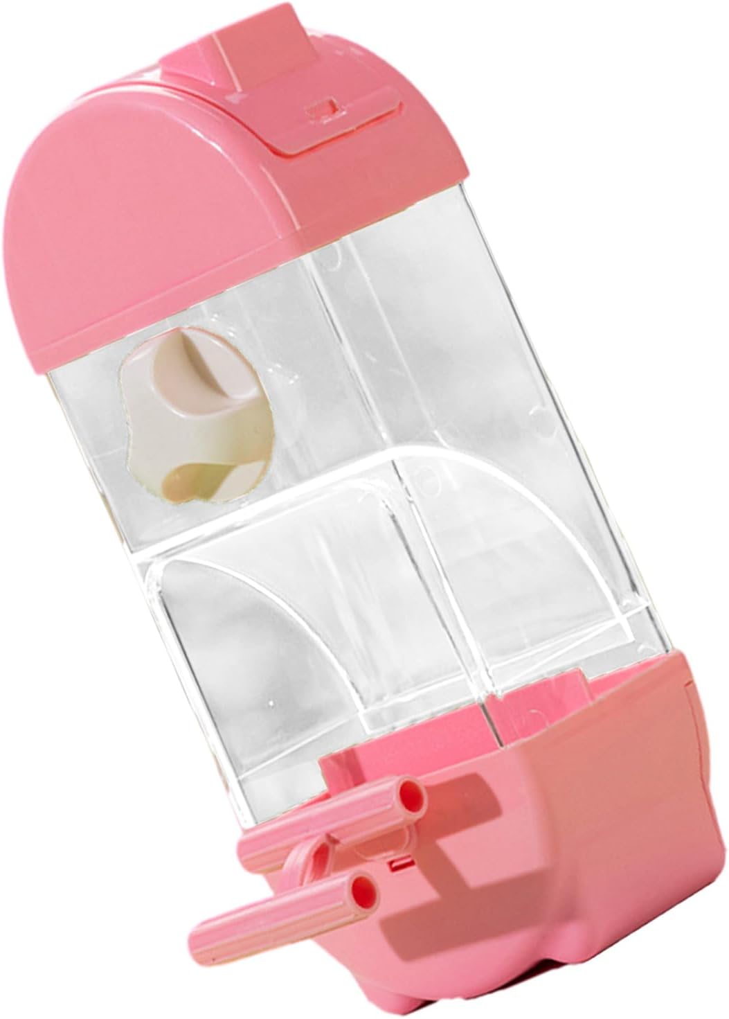 Clear Semi Closed Automatic Bird Feeder Splash Proof Designs Parrot Food Container For Small To Mediums Birds Bird Cage