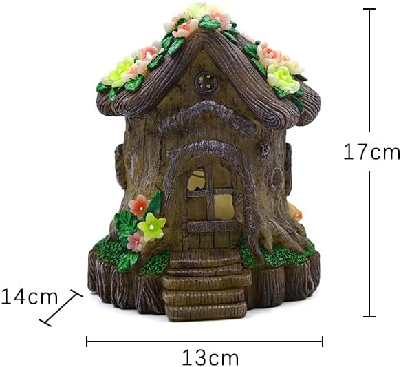 [Forestglow Haven: Stump Cottage Solar Auto-Sensing Tree Stump Night Light - Growth Ring Texture, Creative Decor for Garden, Patio & Indoors