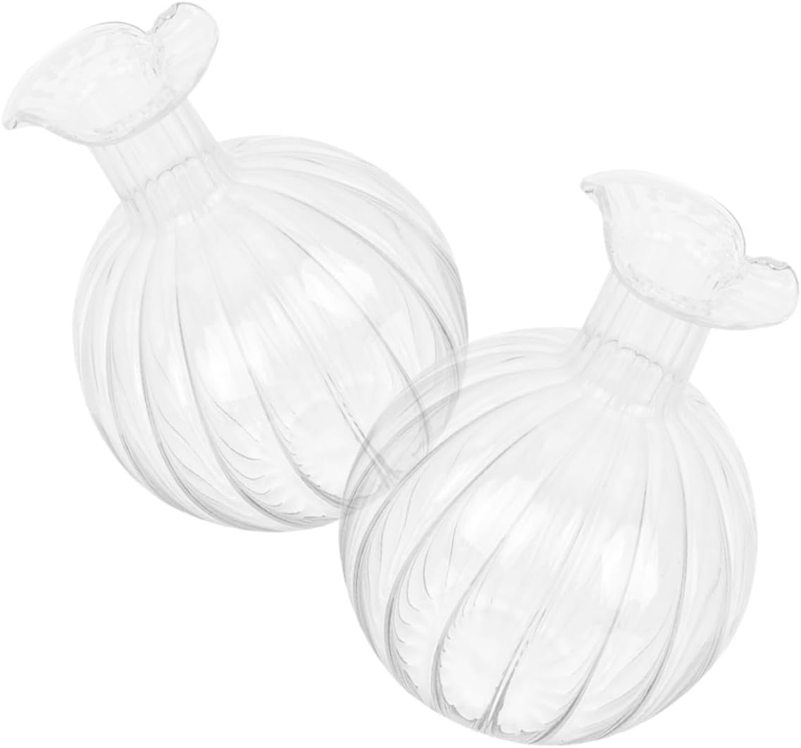 PRETYZOOM 2pcs Pomegranate Shaped Glass Flower Vase Hydroponic Planter
