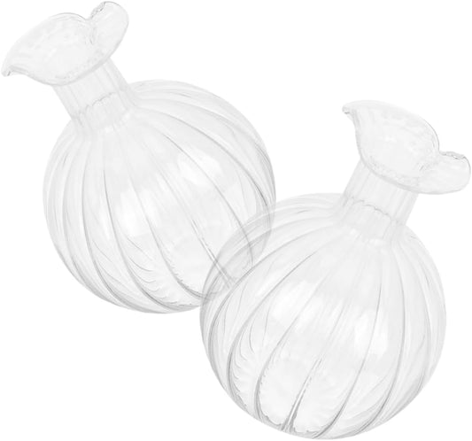 PRETYZOOM 2pcs Pomegranate Shaped Glass Flower Vase Hydroponic Planter