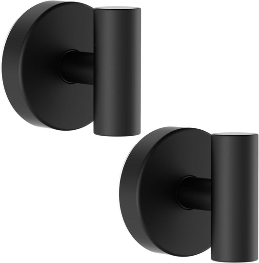 Suction Cup Hooks, Removable Shower Hooks for Inside Shower – Towel Hooks for Bathroom Window Glass Mirror Tile, Bath Robe Looafh Hook for Hanging – Waterproof & Rustproof, Black (2 Pack)