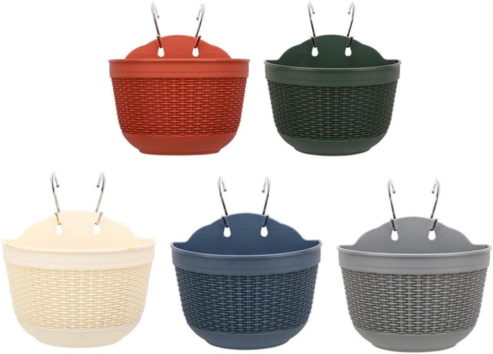 Hanging Flower Pot Balcony Wall Plastic Plants Hanger Basket with Drai