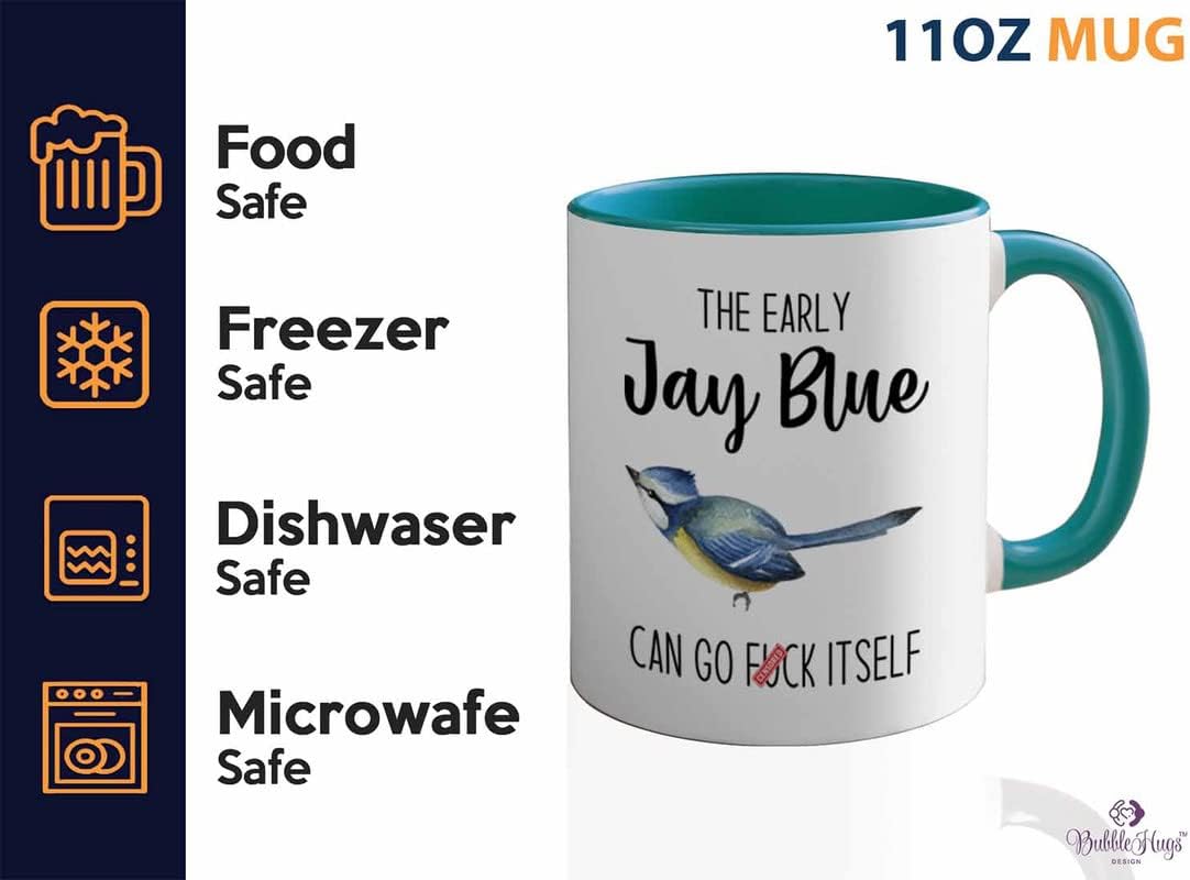 Bird Lover Two Tone Green Edition 11oz - Early Jay Blue go - Hummingbird Nest Cage Parrot Dad Gardening Outdoor Birdwatcher Feeder
