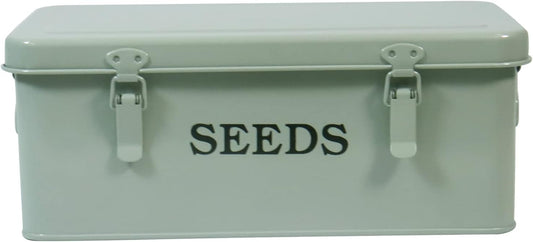 Seed Storage Box Metal Container Organizer, 4-Compartment Garden Seed 