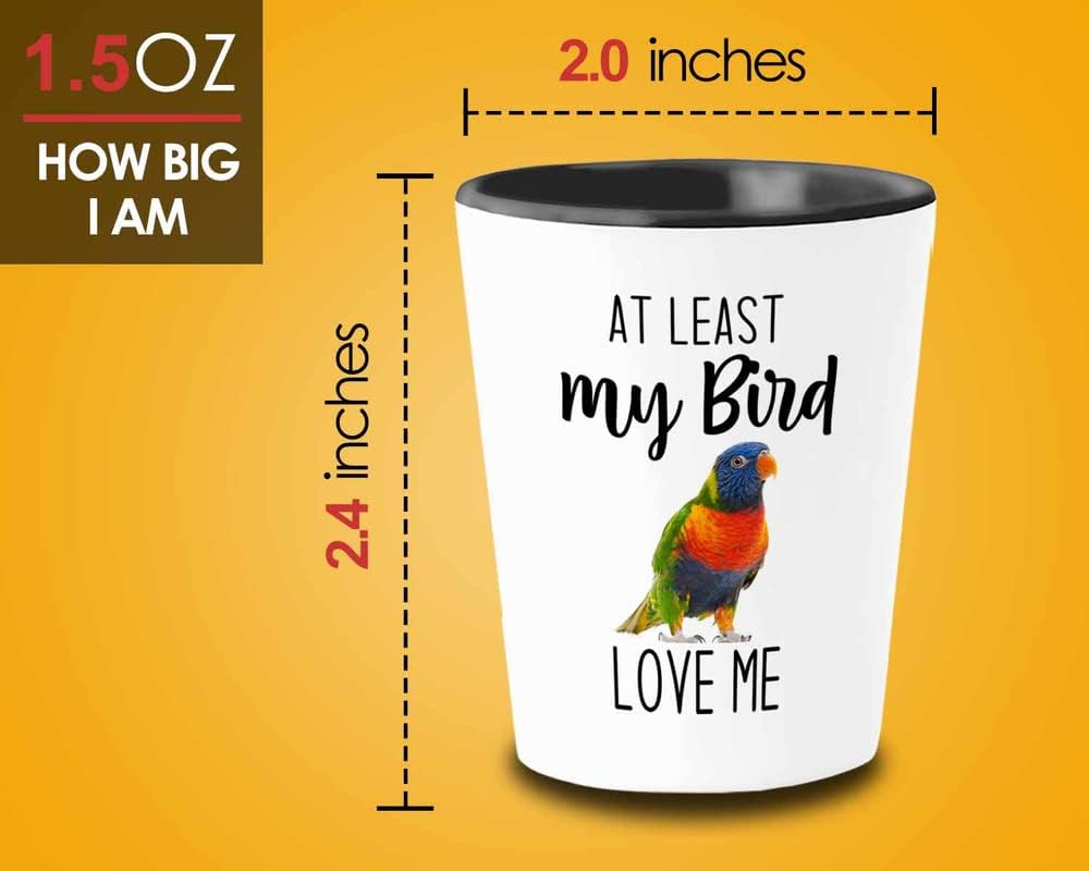 Bird Lover Shot Glass 1.5oz - Bird loves me - Hummingbird Nest Cage Parrot Dad Gardening Outdoor Birdwatcher Feeder
