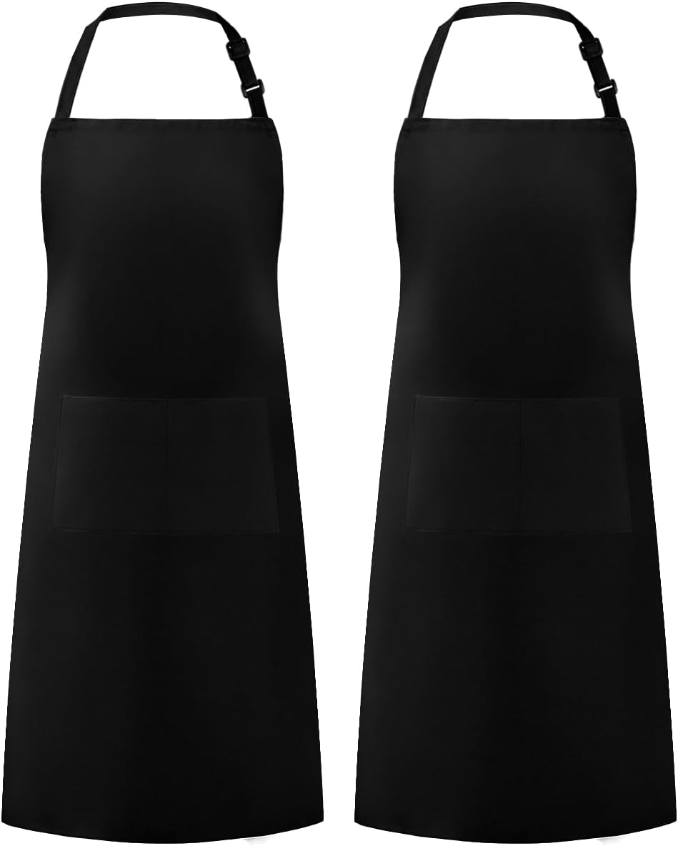 Syntus Adjustable Bib Apron with 2 Pockets Cooking Kitchen Aprons for 