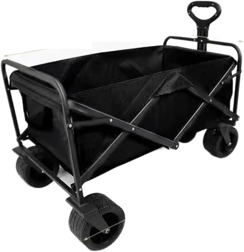 Wagon Cart Beach Wagon Garden Wagon Folding Garden Trolley Cart Heavy Duty Wagon Shopping Cart for Outdoor Camping Pull Truck with 4 Wheels Grocery Wagon Utility Wagon