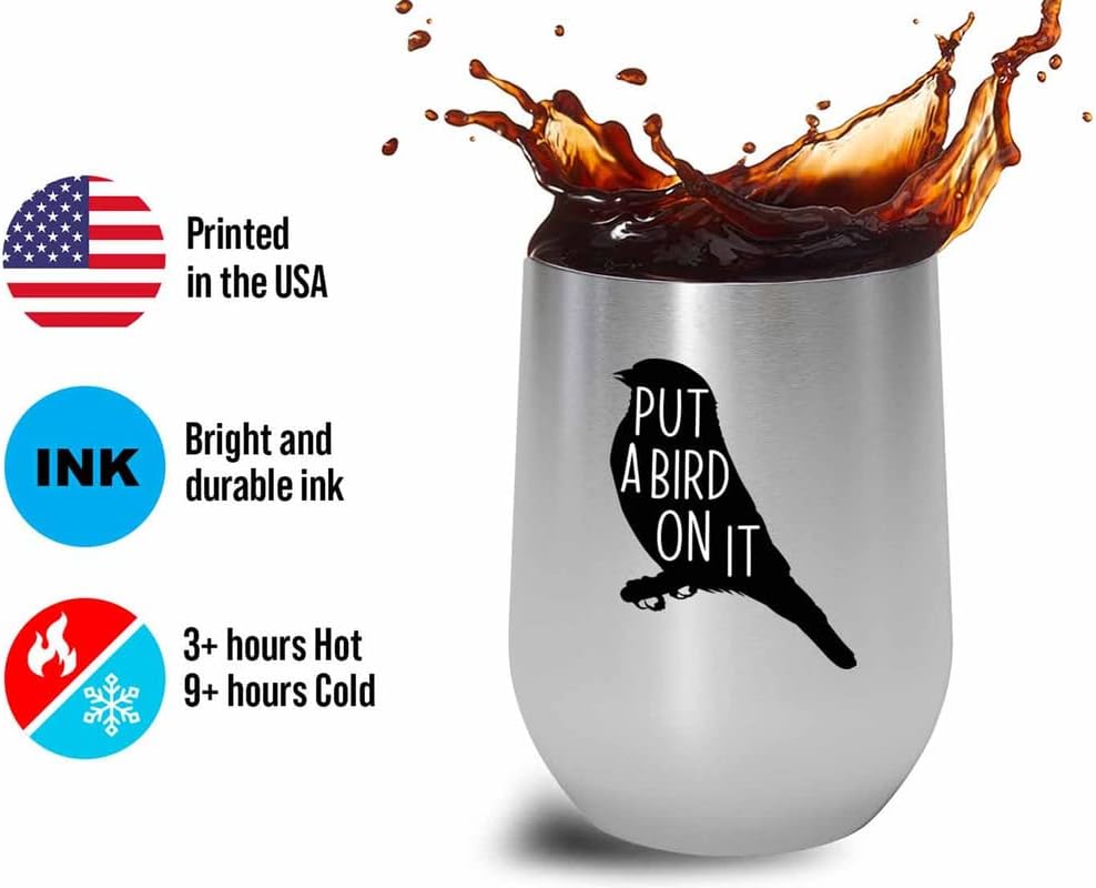 Bird Lover Silver Edition Wine Tumbler 12oz - Put a bird on it - Hummi