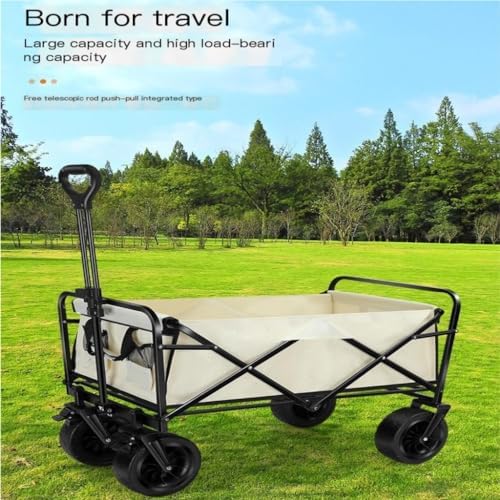Portable Camping Cart,Outdoor Folding Beach Camping Trolley Cart with Portable Picnic Storage Mobile Outdoor Camper Cart (Black)