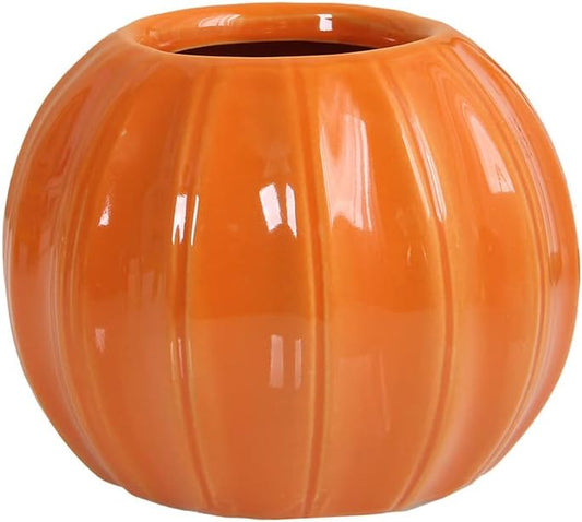 WAIT FLY Creative Pumpkin Shape Ceramic Vase for Flower Dry Flower Hydroponic Planter Decorative Vase for Home Room Office Party Wedding-Orange