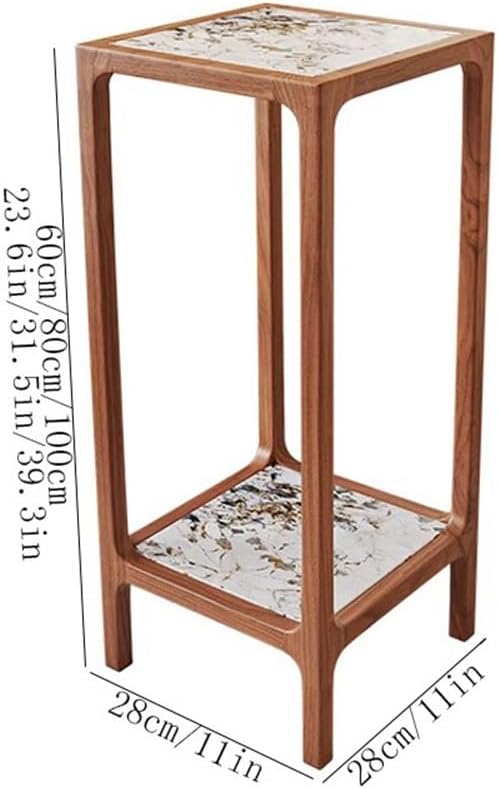 Oriental Vase Stand Black Walnut Home Living Room Floor Bonsai Rack, Light Luxury New Chinese Rock Plate Ornament Stand Vase Display Stand(Small)