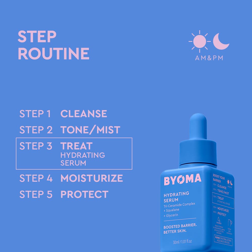BYOMA Hydrating Serum - Moisturizing Facial Serum with Squalane, Glyce