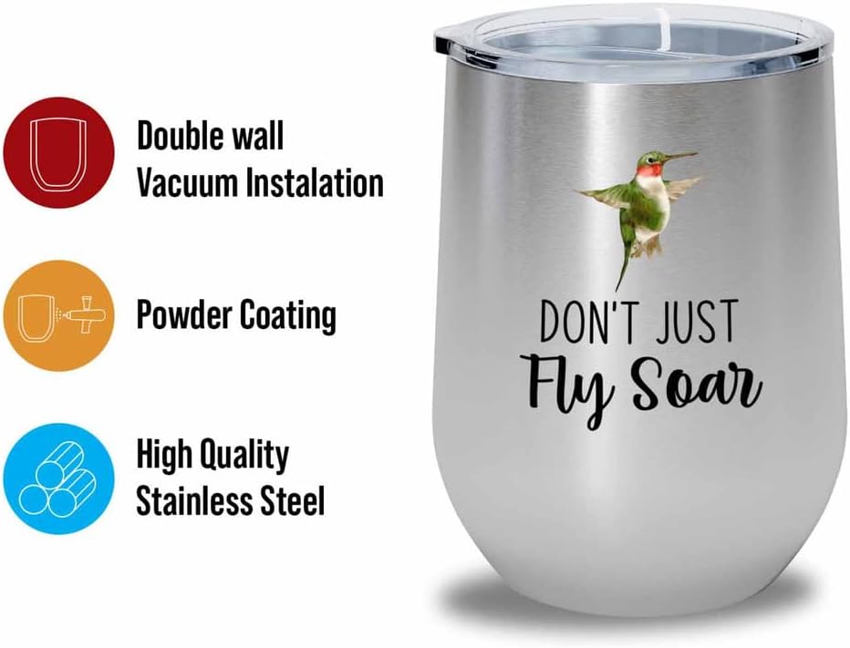 Bird Lover Silver Edition Wine Tumbler 12oz - Don't just fly soar - Hu