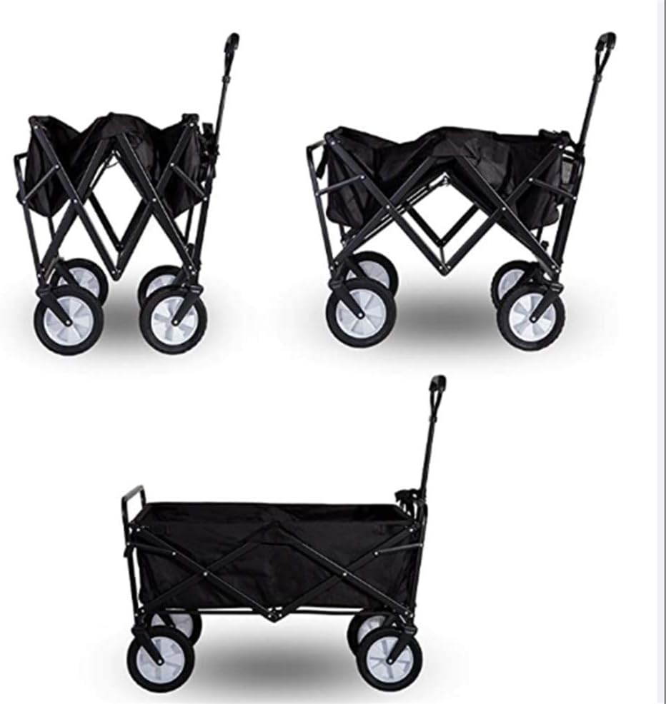 Garden Trolley Cart Foldable Pull Wagon with Removable Canopy Ice Bag Large Capacity BBQ Outdoor Four-Beach Fishing Shopping Camp Trolley,100X50x75cm