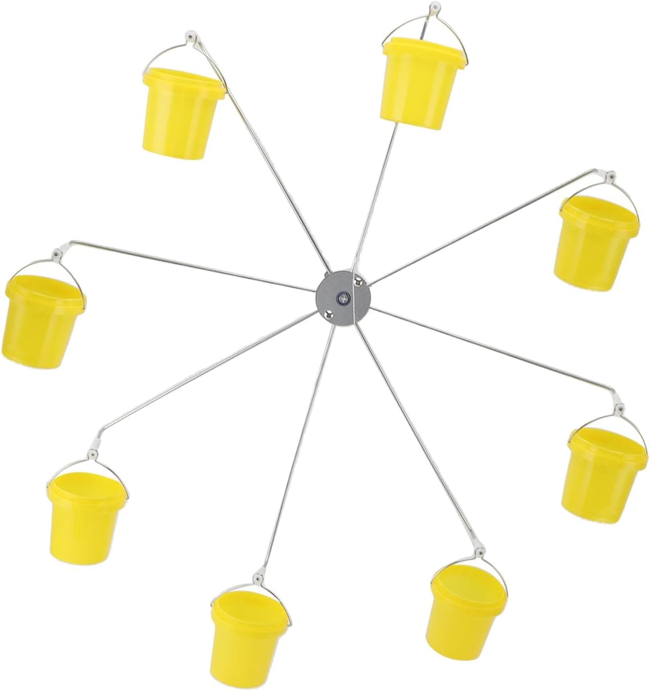 Pilipane Ferris Wheel Bird Feeder Dynamic Outdoor Hanging Hummingbird Feeder with 8 Buckets for Garden Decor Plastic Iron Material