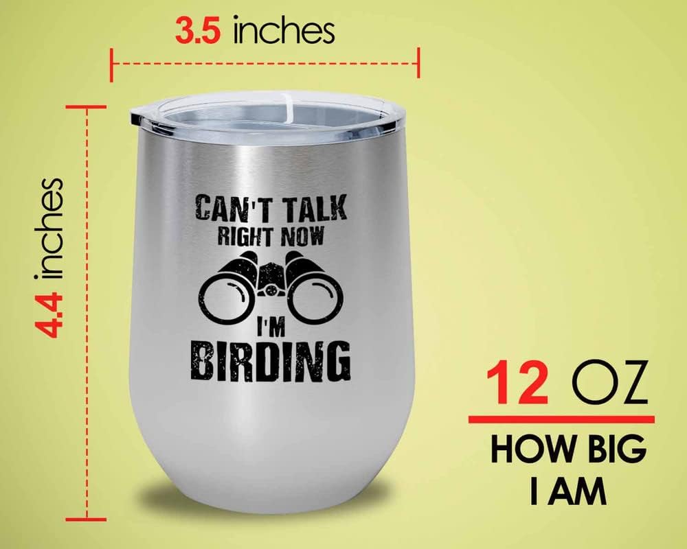Bird Lover Silver Edition Wine Tumbler 12oz - Can't Talk Right Now - H