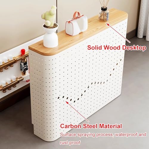 Metal Radiator Cover with Solid Wood Top, Decorative Storage Rack for Home and Office, Stylish Design, Heat Resistant, Space-Saving Solution