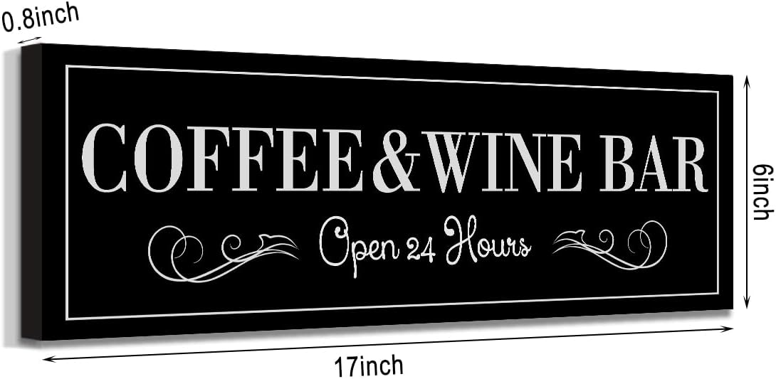 WOWGOOMO Coffee and Wine Bar Signs Decor, Classic Kitchen Wine Cabinet