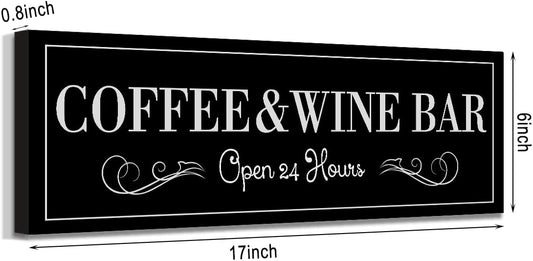 WOWGOOMO Coffee and Wine Bar Signs Decor, Classic Kitchen Wine Cabinet
