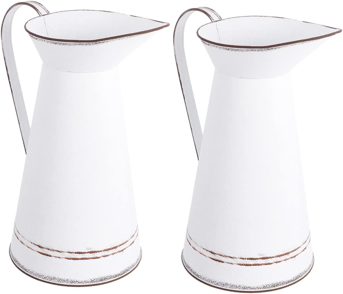 BESTOYARD 2pcs Rustic Metal Flower Vase for Floral Arrangements Vintag