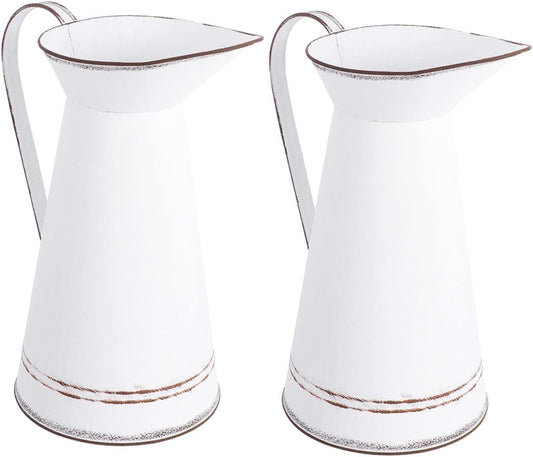 BESTOYARD 2pcs Rustic Metal Flower Vase for Floral Arrangements Vintag