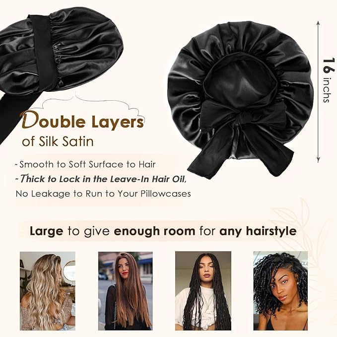 YANIBEST Adjustable Satin Bonnet for Sleeping Women Double Layer Hair 