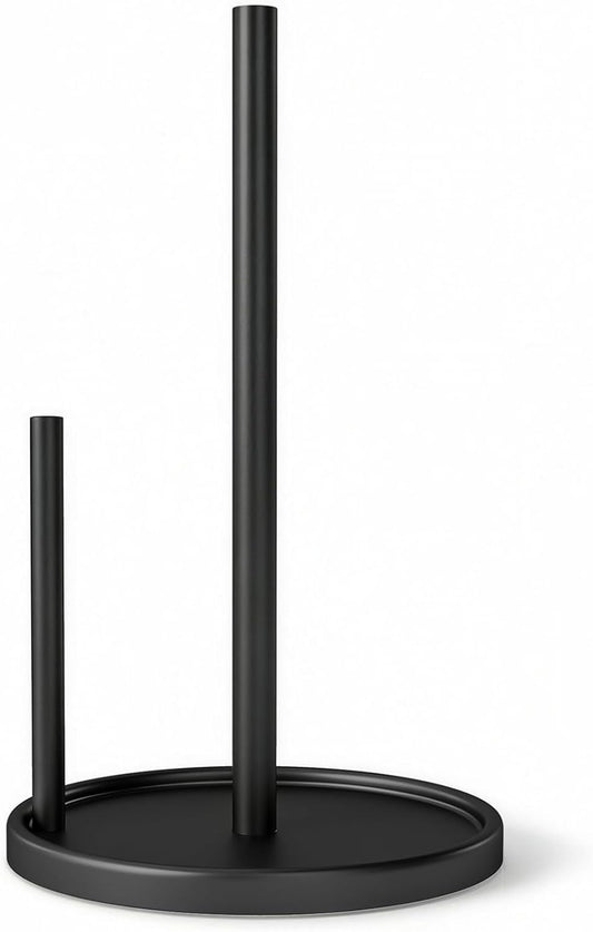 Paper Towel Holder Countertop, Black Kitchen Paper Towels Holder, Paper Roll Holder with Weighted Base