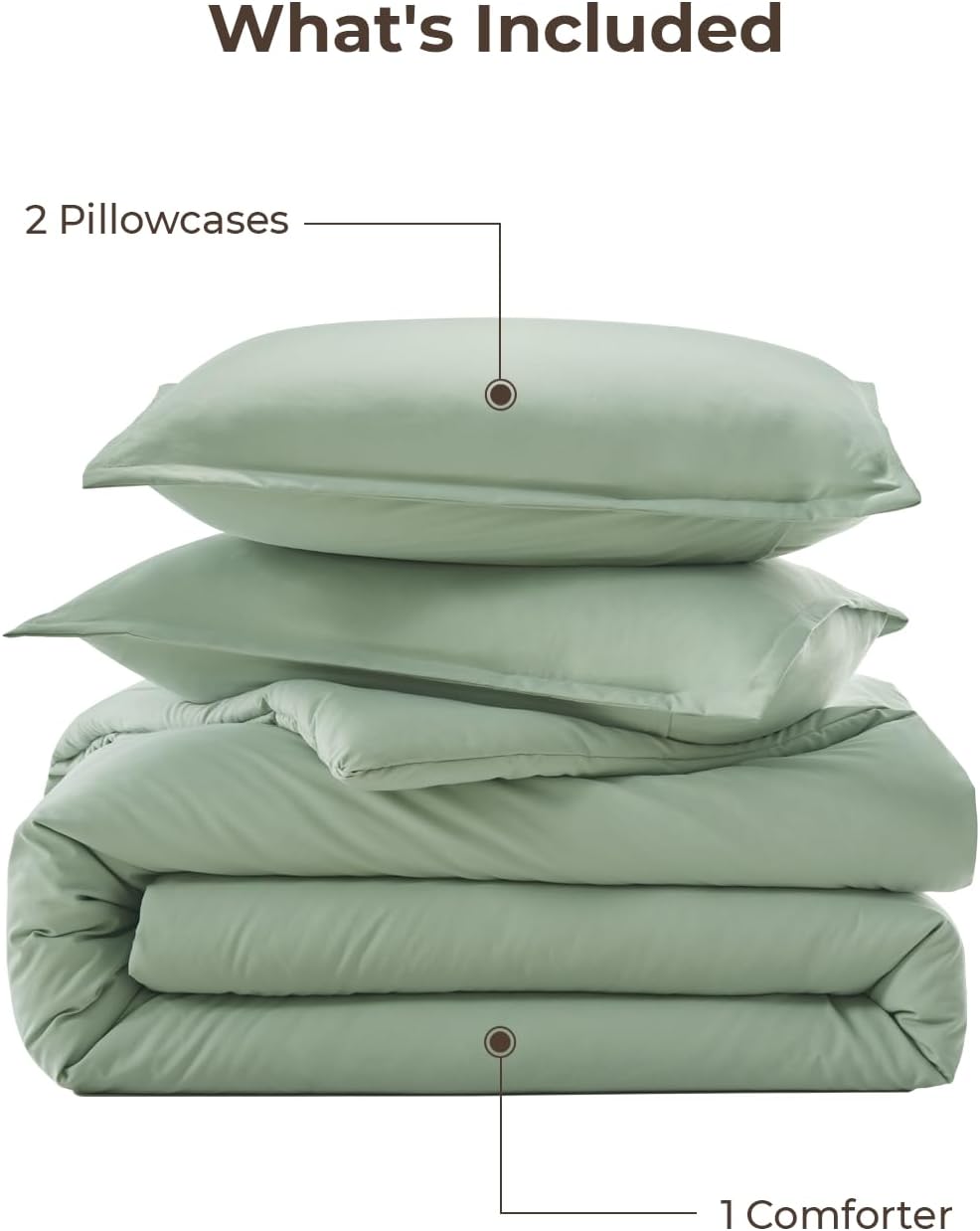 Litanika Comforter Set, Lightweight Solid Bedding Comforter Set, Fluffy Down Alternative Bed Set, Sage Green, King