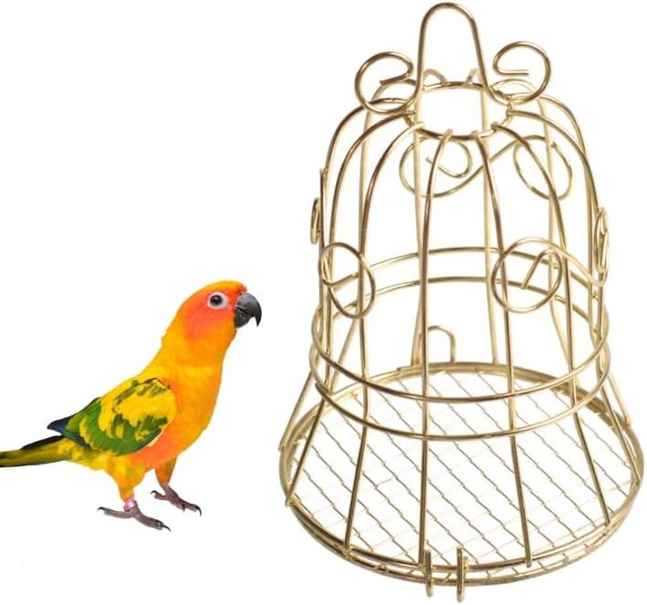 Outdoor Bird Feeder Small Hanging Fat Holder Gold Metal Cage Suet Balls Feeders Easy to Fill Feeding Tool Fat Bird Feeder