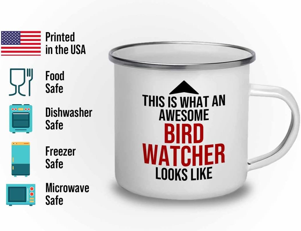 Bird Lover Camper Mug 12oz - Awsome bird watcher looks like - Hummingbird Nest Cage Parrot Dad Gardening Outdoor Birdwatcher Feeder
