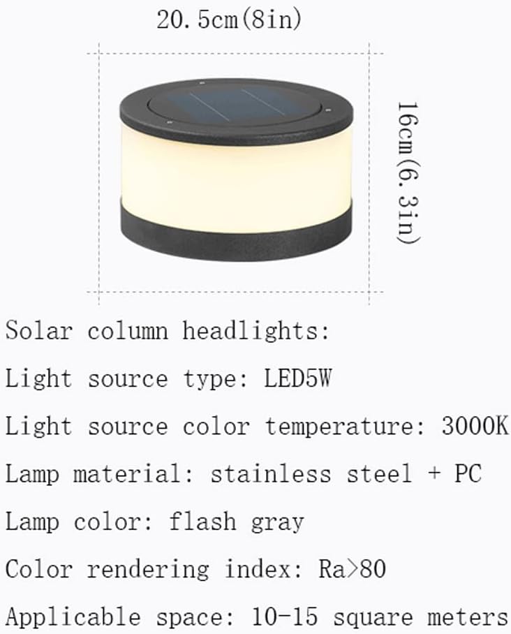 Post Lights Outdoor Round Solar Lawn Light Waterproof Wall Light Nordic Simple Garden Garden Light Landscape Light Outdoor Villa Gate Post Head Light LED Night Security Lighting Fixtures