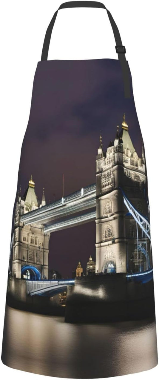 Tower Bridge in London print Waterproof chef's apron with pocket apron for kitchen cooking baking barbecue and gardening