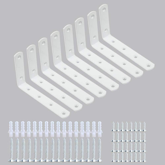 WINKER Corner Brace 8Pcs Shelf Bracket Heavy Duty White Steel L WINKER Corner Brace, Decorative Joint Angle Bracket for Shelf 5 InchX3 Inch Shelves Wall Hanging Bracket with Screws(16PCS))