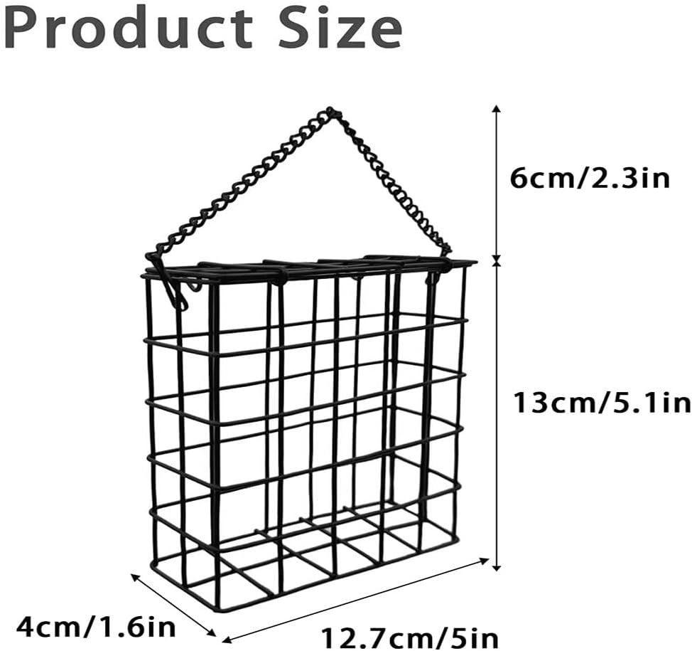 Suet Cake Bird Feeder Hanging Wild Bird Feeder for Outdoor Garden Cages Outside Suet Fruit Capacity Feeders (2 Pcs Black)