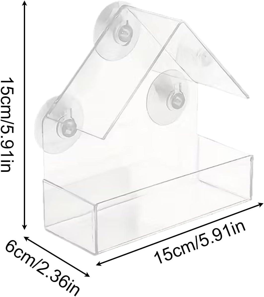 Window Bird Feeder, Clear Acrylic Large Capacity Birdfeeders, Suction 