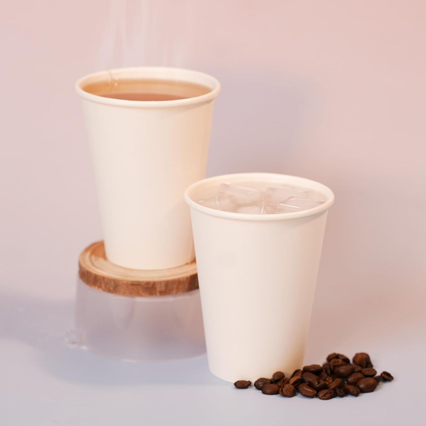 Disposable Paper Coffee Cups 12 oz 100 Count, Leak-Proof Paper Cups 12 oz, Sturdy White Coffee Cups for Cold and Hot Drinks, Party, Office, Travel and Events